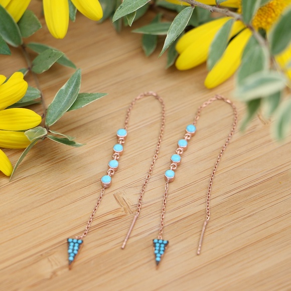 Sterling Silver Thread Nano Turquoise Rose Gold - Picture 2 of 8